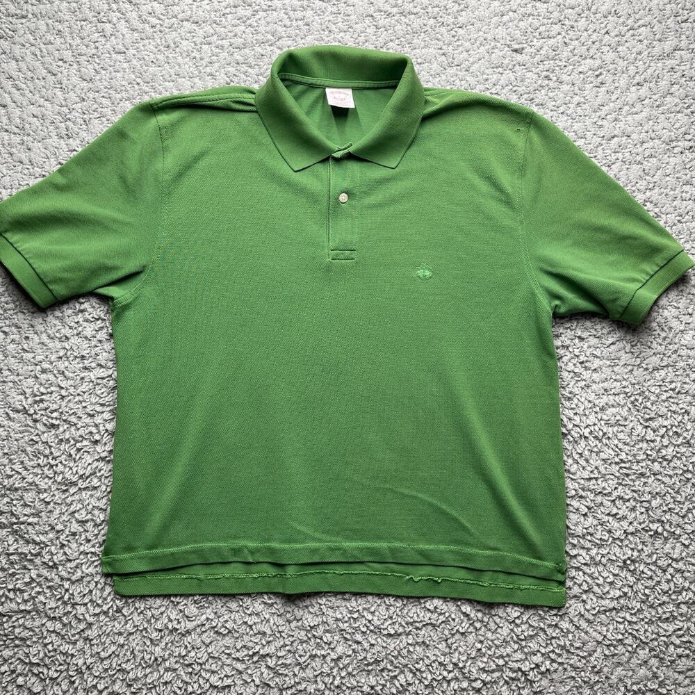 Brooks Brothers Polo Shirt Mens Large Short Green Performance Polo Short Sleeve